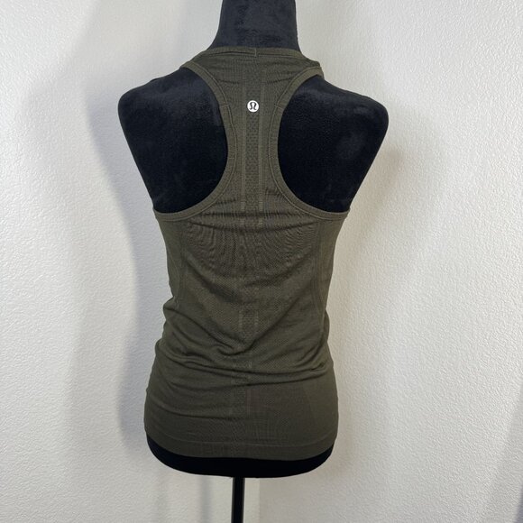 Lululemon Olive Green Racerback Tank Top With Embroidered "S" & Star Design Wome - Picture 4 of 8